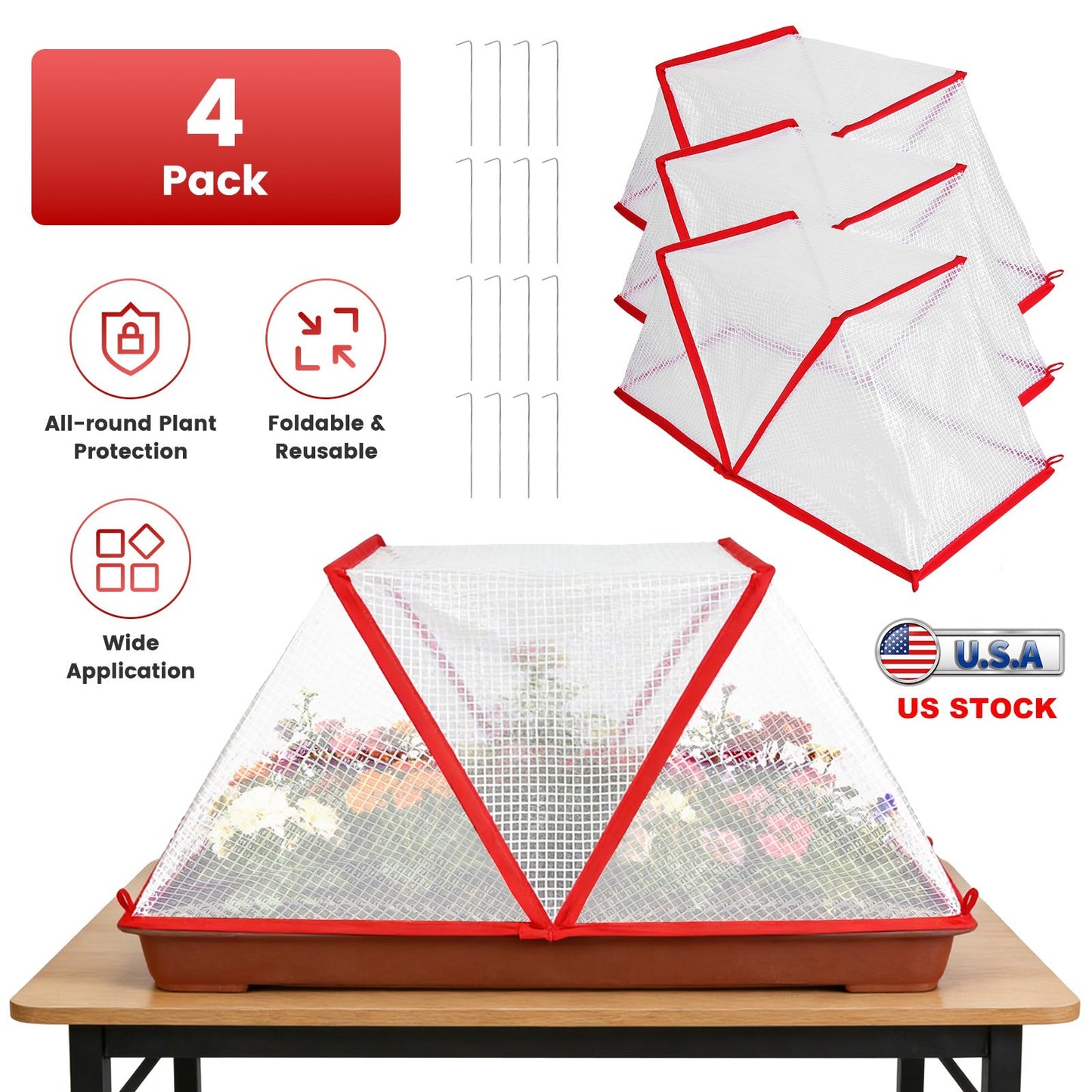 4Pack 31.50×12.99×13.39in Garden Row Accelerator Plants Covers Plant Net Cage Guard Greenhouse Covers Protect Seedling Fruit Vegetable Rows From Frost