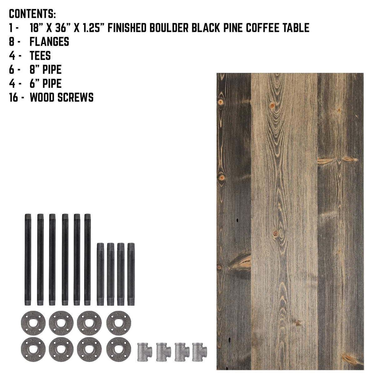 RESTORE Boulder Black Solid Wood Coffee Table