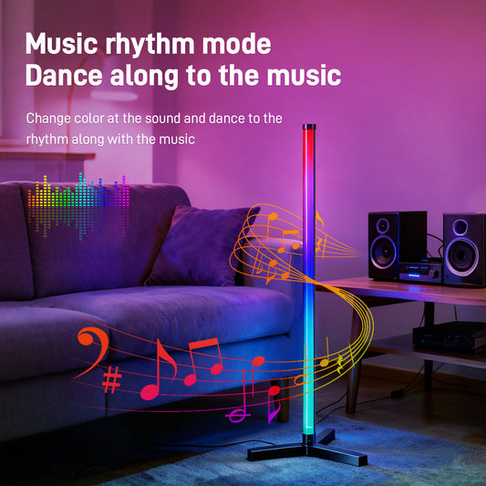 RGB LED Corner Floor Lamp, flip 180°,Remote Control,Standingl Corner Changing Ambience Light, for Living Bedroom Room Gaming Room