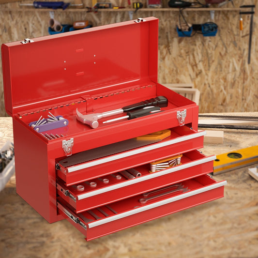 Portable Garage Mechanic Tool Cabinet Box with 3 Drawers