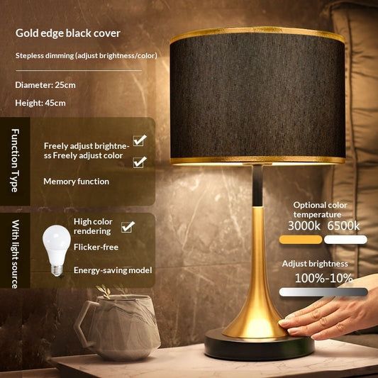 Modern Touch Sensor Dimming Luxury Living Room Simple Nordic LED Table Lamp Creative Simplicity Cloth Desk Light Indoor Decorative Table Lamp Cute Study Lamps for Bedroom Décor