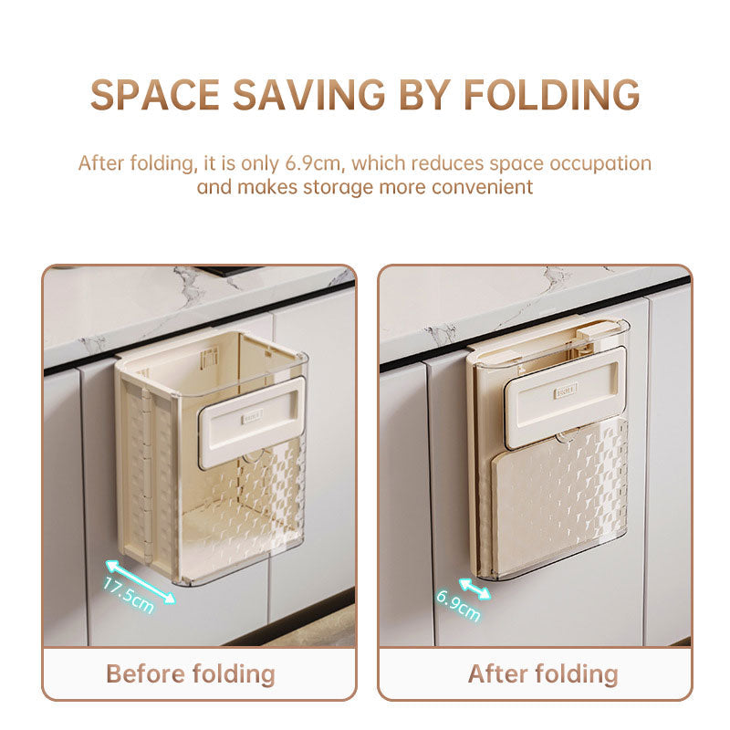 Kitchen folding trash can wall hanging large caliber leftovers bin transparent thickened folding trash can
