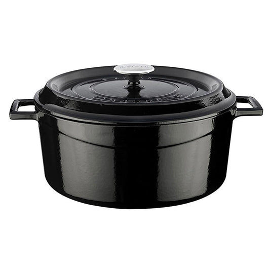 LAVA Cast Iron Cookware Pot - 28cm Enamel Coated Large Capacity Cooking Pot for Family Gatherings