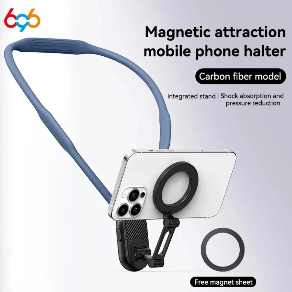Portable Magnetic Neck Halter Mobile Phone Holder For IPhone 16 15 14 13 For Huawei For Samsung FOR Xiaomi Selfie Stand Bracket