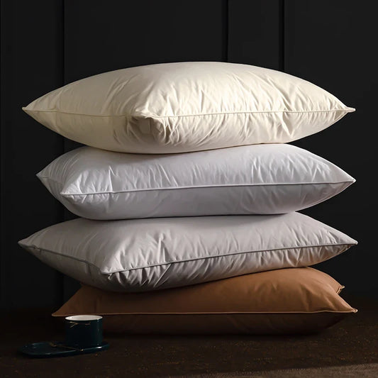 2pcs White Goose Down Feather Pillow for Sleeping Soft Bed Pillow with 100% Cotton Shell Standard Queen Size Back, Side Sleeper