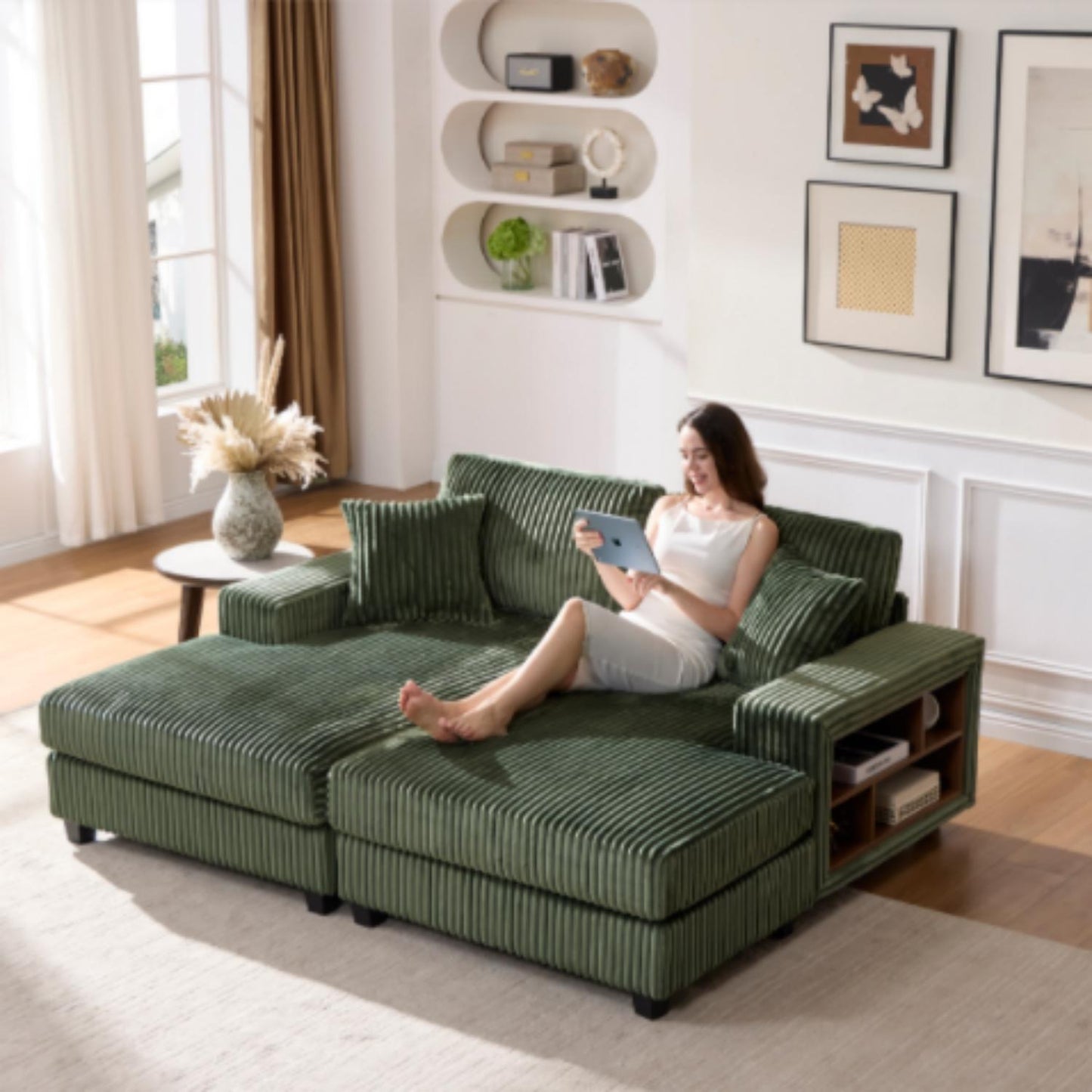 Convertible Sectional Sofa, Sleeper Oversized Living Room Lounge