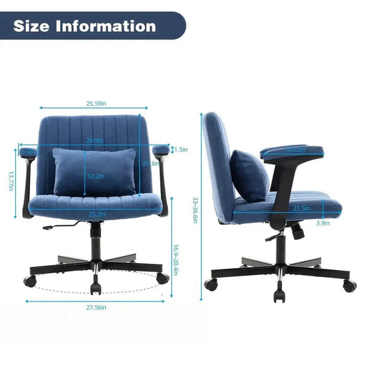 Blue Velvet Memory Foam Office Chair with Armrests