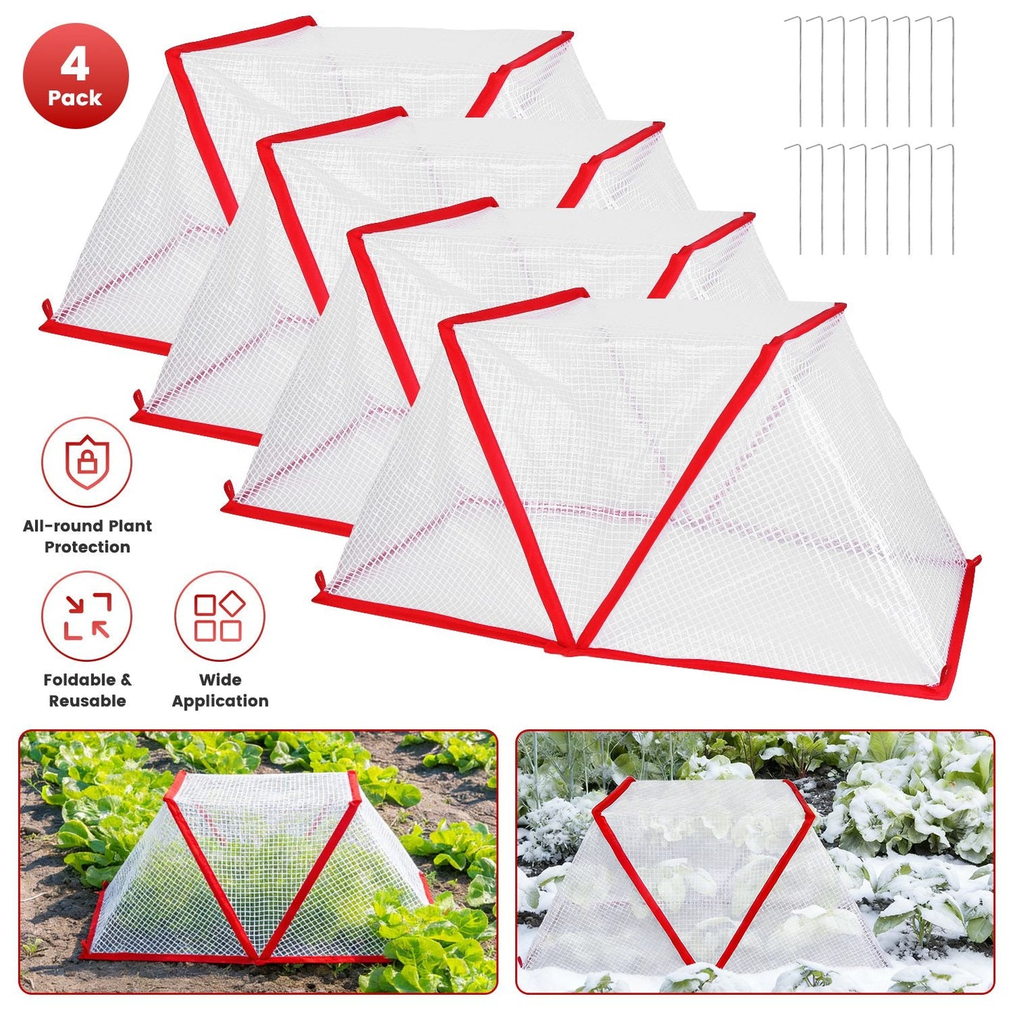 4Pack 31.50×12.99×13.39in Garden Row Accelerator Plants Covers Plant Net Cage Guard Greenhouse Covers Protect Seedling Fruit Vegetable Rows From Frost