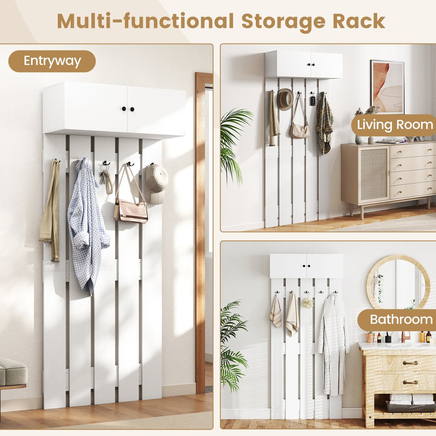 Entryway Wall Coat Rack Wall Mounted Coat Clothes Rack