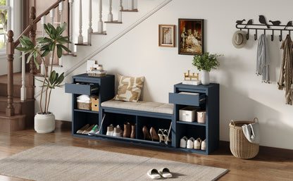 TREXM All-in-One Entryway Storage Bench with Cushion