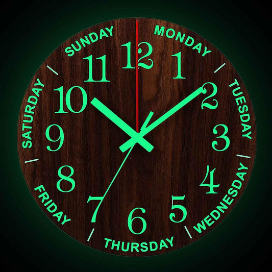 12 Inch Luminous Wall Clock Wall Clock Luminous Wall Clock Wood Silent Light in Dark Night Nordic Fashion Wall Clock Non Ticking Clock with Night Light Wood Silent light in dark night Nordic Fashion Wall Clock Non Ticking Clock With Night Light