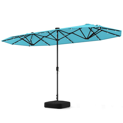 13FT Double-sided Patio Umbrella with Solar Lights for Garden Pool Backyard