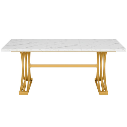 Executive Desk With X-Legs, Sturdy Office Workstation For Home Office - White / Gold