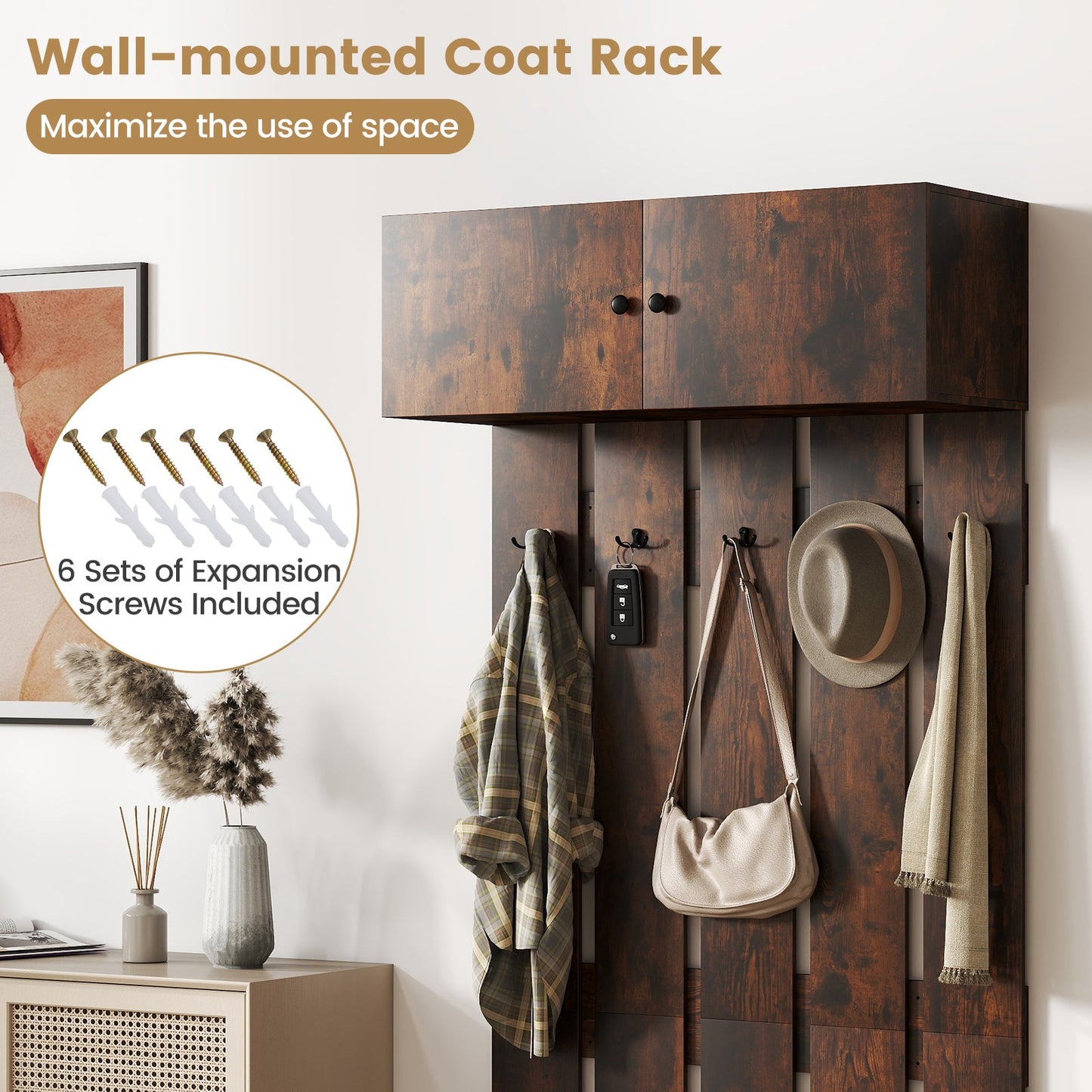 Entryway Wall Coat Rack Wall Mounted Coat Clothes Rack