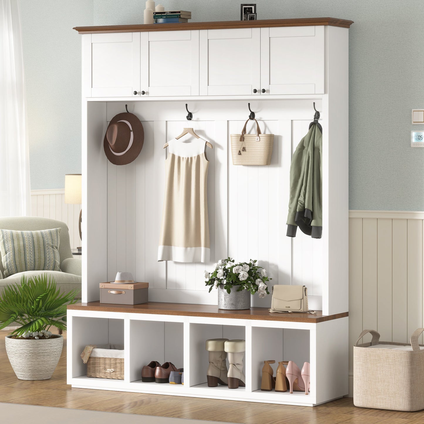 Vibe Haus 59''W Entryway Hall Tree with Bench and Storage