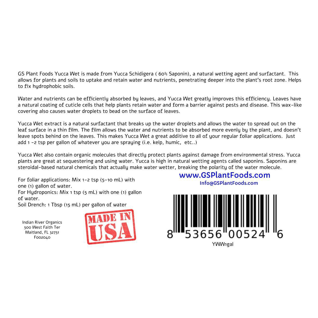 Organic Soil Wetting Agent – Yucca Wet | GS Plant Foods