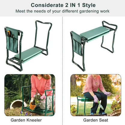 Foldable Garden Kneeler Seat with Tool Pouch