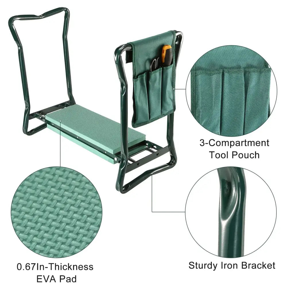 Foldable Garden Kneeler Seat with Tool Pouch