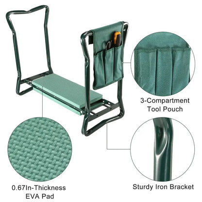 Foldable Garden Kneeler Seat with Tool Pouch