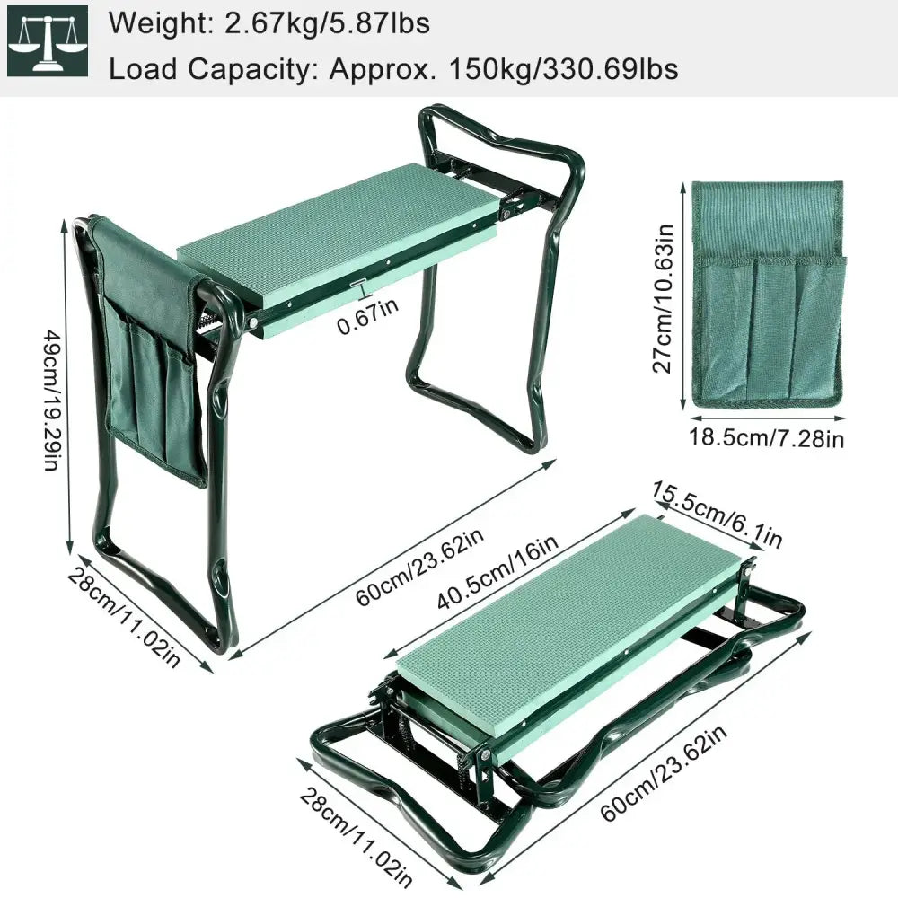 Foldable Garden Kneeler Seat with Tool Pouch