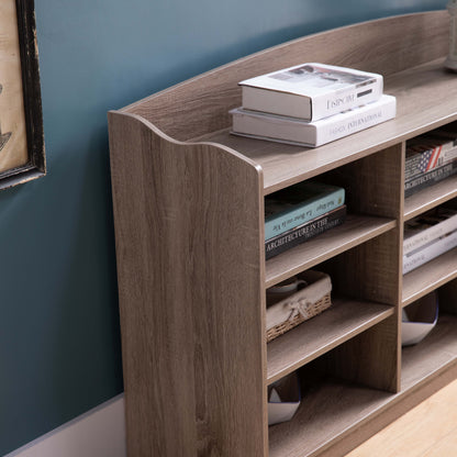 Wooden Shoe Storage Bench, Nine Storage Shelves, Entryway Organizer, Dark
