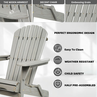 Lounge Patio Chair For Garden Outdoor Wooden Folding Adirondack Chair (Set of 2) Solid Cedar Wood Lounge Patio Chair For Garden
