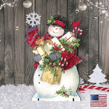 Dark Night Presents Christmas Outdoor Yard Sign by Susan Winget - Christmas Santa and Snowman Decor - 8471104F-SW