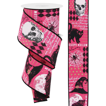 2.5" Vintage Halloween Ribbon: Pink (10 Yards)