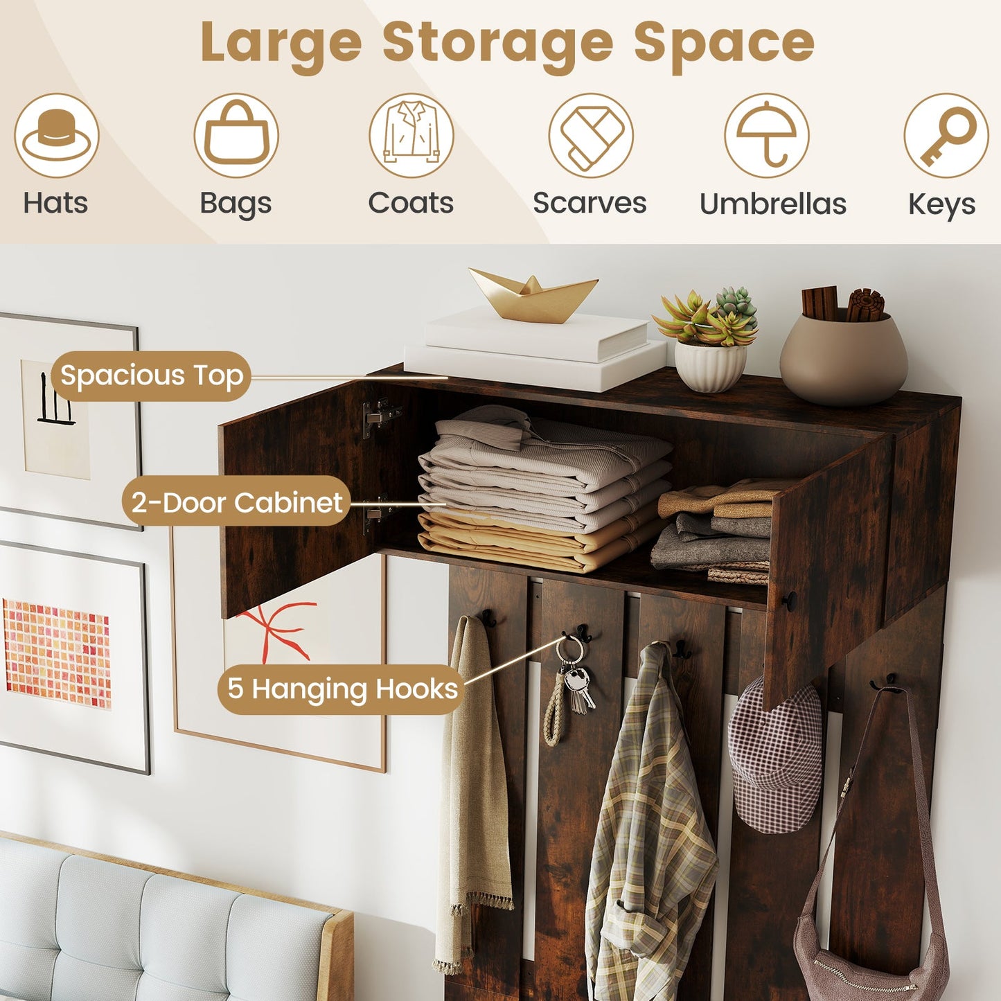 Entryway Wall Coat Rack Wall Mounted Coat Clothes Rack