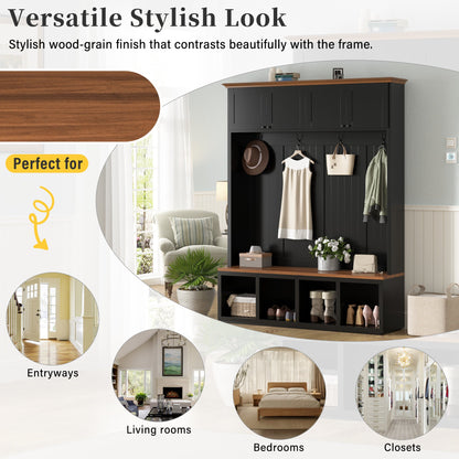 Vibe Haus 59''W Entryway Hall Tree with Bench and Storage