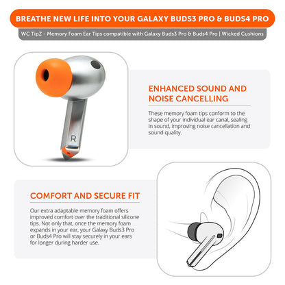 Galaxy Buds Pro 3 & 4 Memory Foam Ear Tips - WC TipZ Galaxy