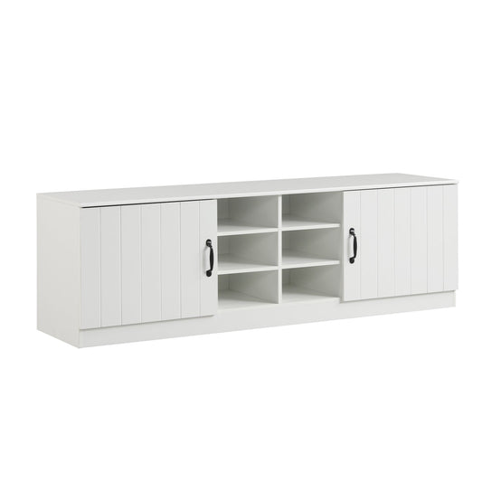 2-Door Shoe Bench Storage Cabinet with Adjustable Shelves