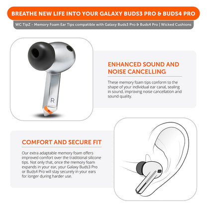 Galaxy Buds Pro 3 & 4 Memory Foam Ear Tips - WC TipZ Galaxy