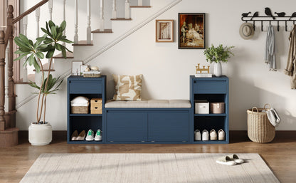TREXM All-in-One Entryway Storage Bench with Cushion