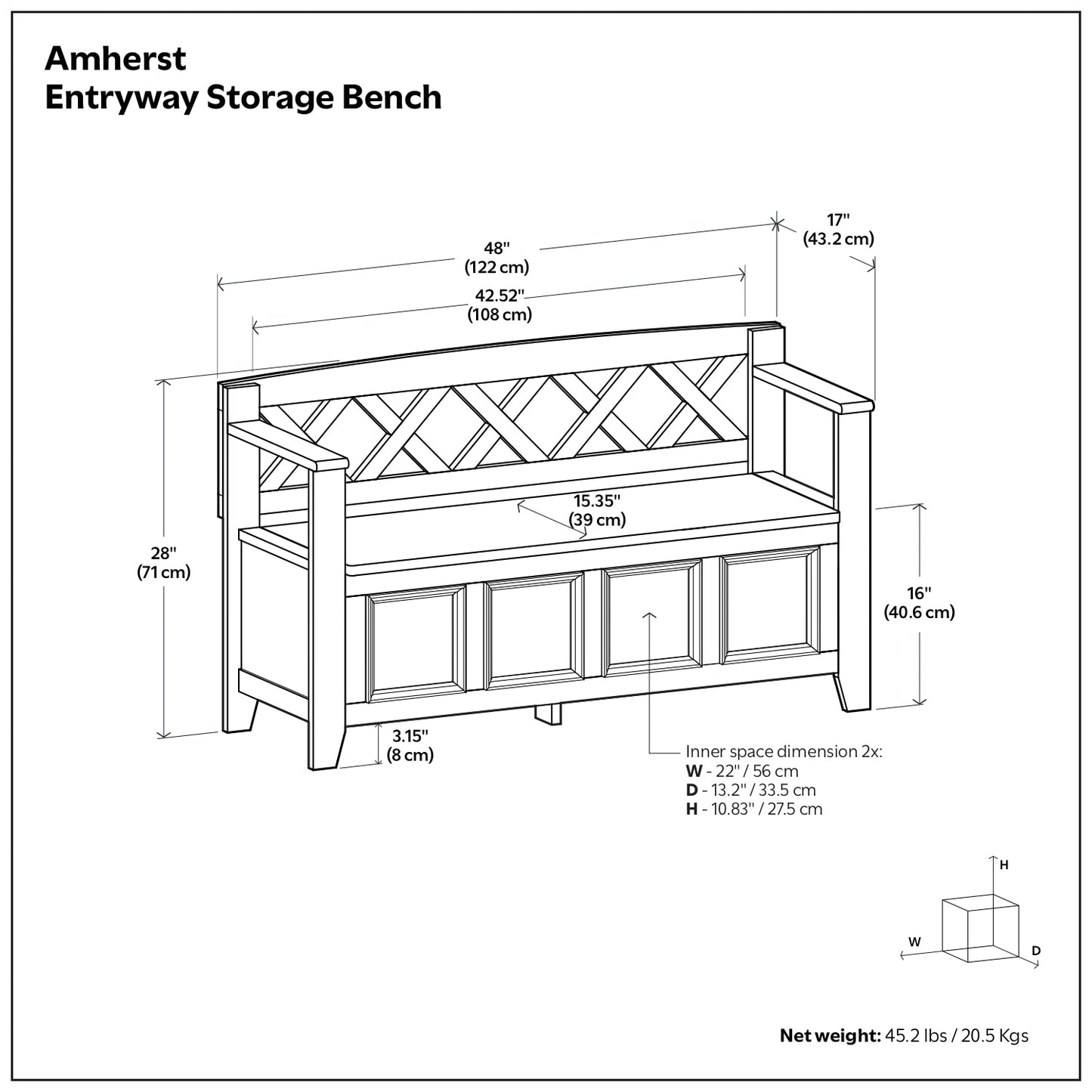 Amherst Entryway Storage Bench