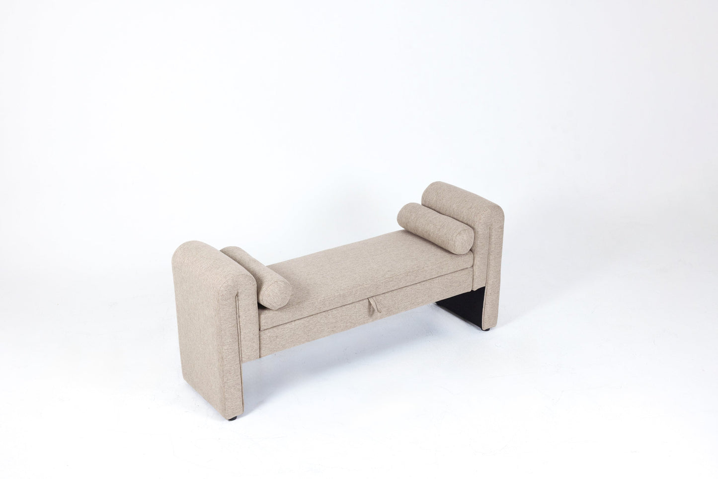 Storage Bench Oversized Velvet Oatmeal 60 In Extra-Long Entryway Mudroom