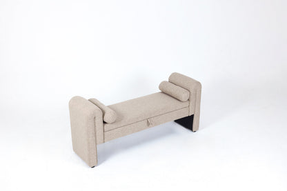Storage Bench Oversized Velvet Oatmeal 60 In Extra-Long Entryway Mudroom