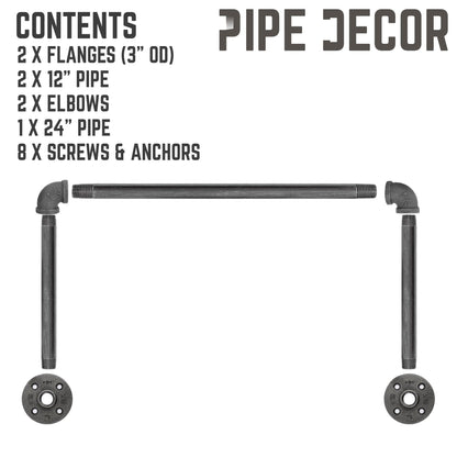 24 in. Industrial Pipe Clothing Rack (Wall Mounted)