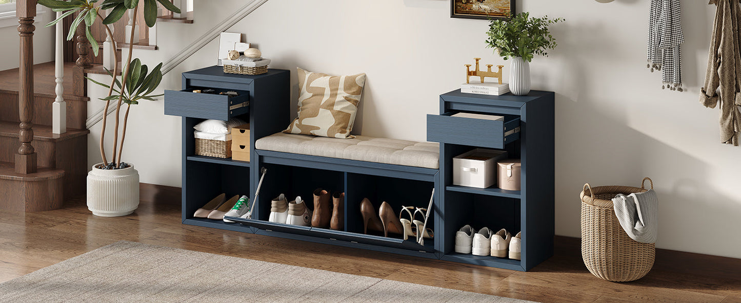 TREXM All-in-One Entryway Storage Bench with Cushion
