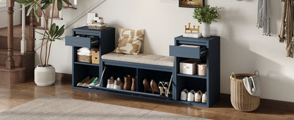 TREXM All-in-One Entryway Storage Bench with Cushion