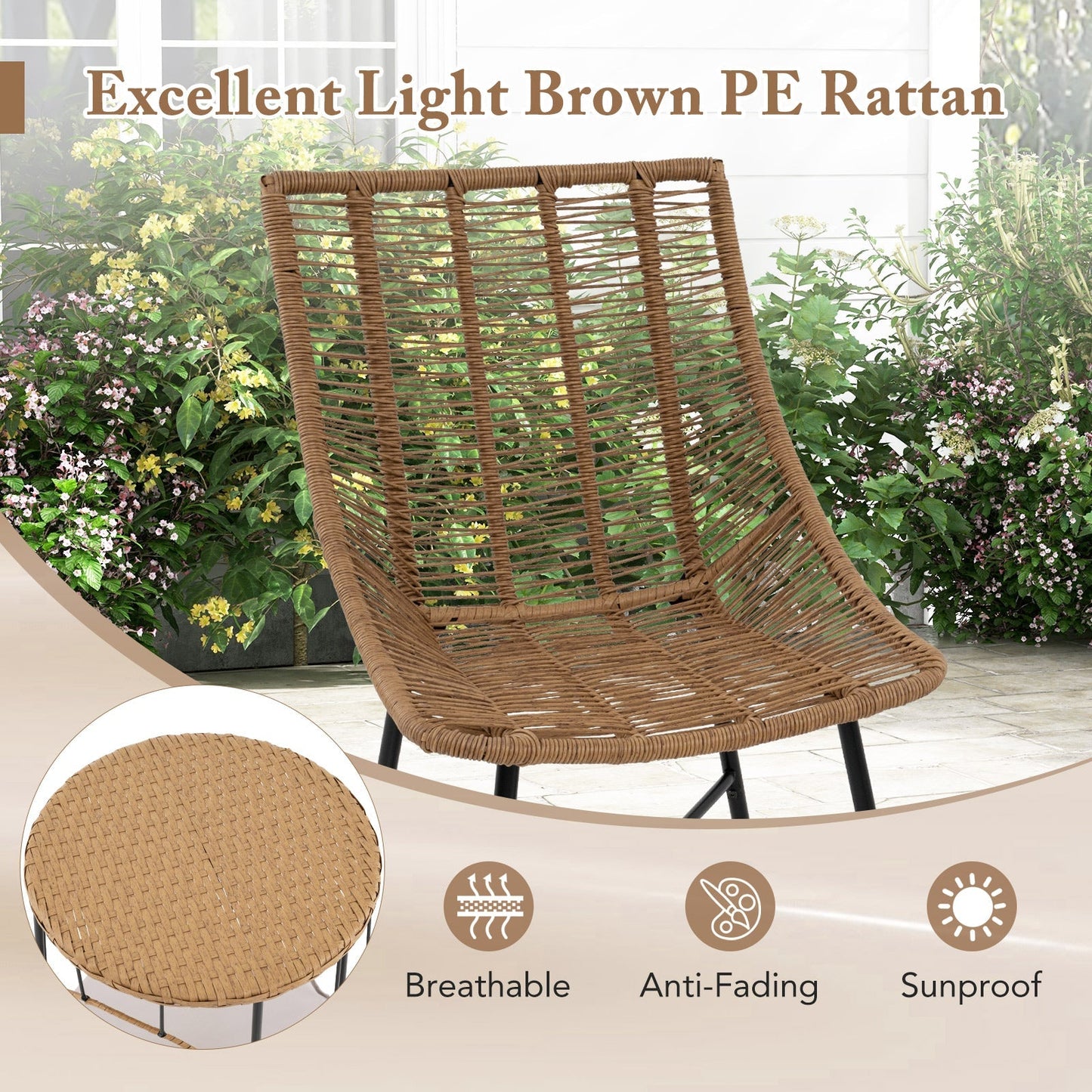 3 Piece Outdoor Furniture Set with Pet Housefor Patio Yard-Brown