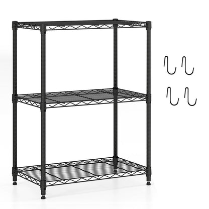 3-Tier Metal Storage Shelving Unit Set of 2 with V-Shaped Wire Rack-Black