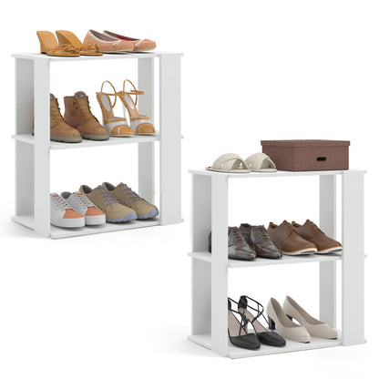 3-Tier Stackable Shoe Rack Set of 2 - White