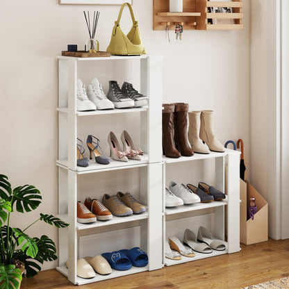 3-Tier Stackable Shoe Rack Set of 2 - White