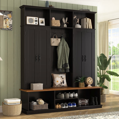 Vibe Haus 62.2''W Entryway Hall Tree with Bench and Storage