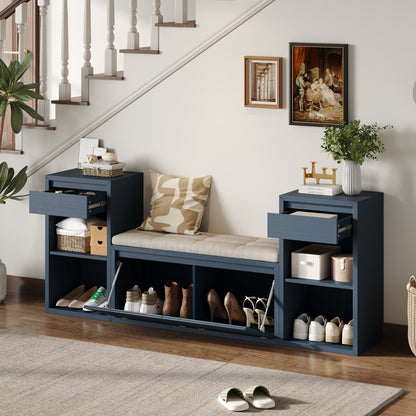 TREXM All-in-One Entryway Storage Bench with Cushion