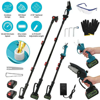 4-in-1 Cordless Brushless Pole Saw and Pruning Shear Kit