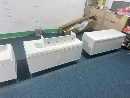Wall-Mounted Entryway Shelf with Hooks and Storage Bench Set