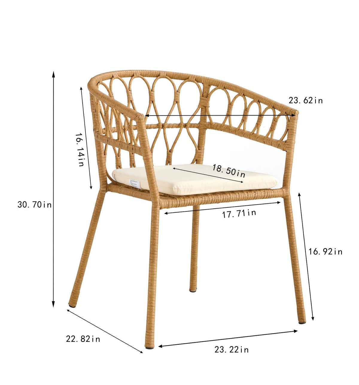 Outdoor dining set of 5 simple bamboo dinning table  PE ratten round table 110CM plastic wood top