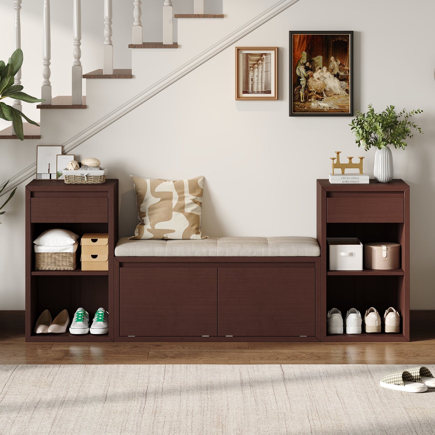 TREXM All-in-One Entryway Storage Bench